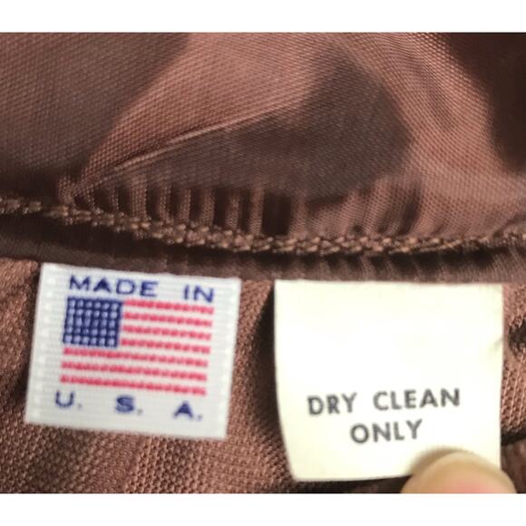 Vintage Linea V Midi Skirt Brown Velour Red V Waist Pockets Size 8 Made In USA - Picture 10 of 10